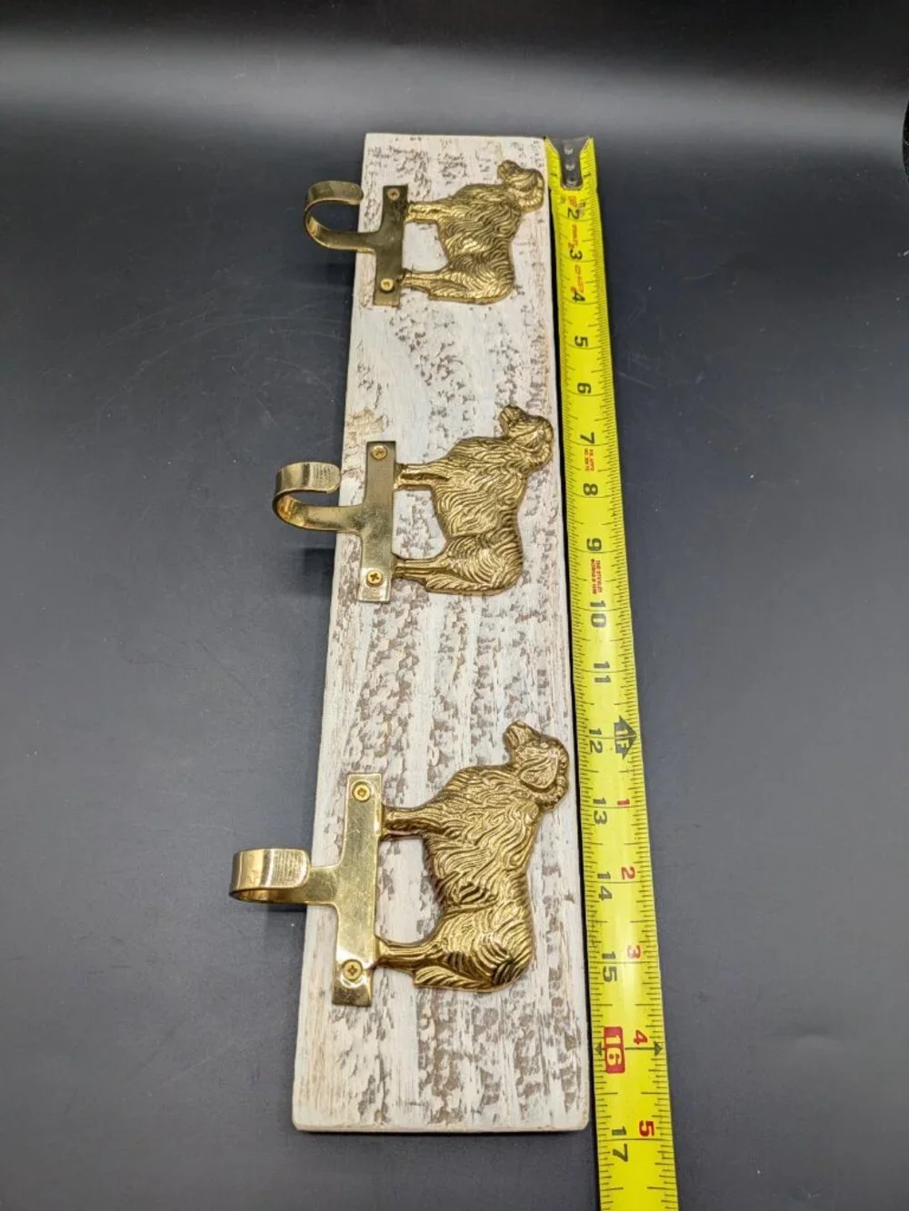 Hand Crafted Hat Key Coat Rack 3 Brass Sheep Ram Aries Hooks Wall Mount `16.5